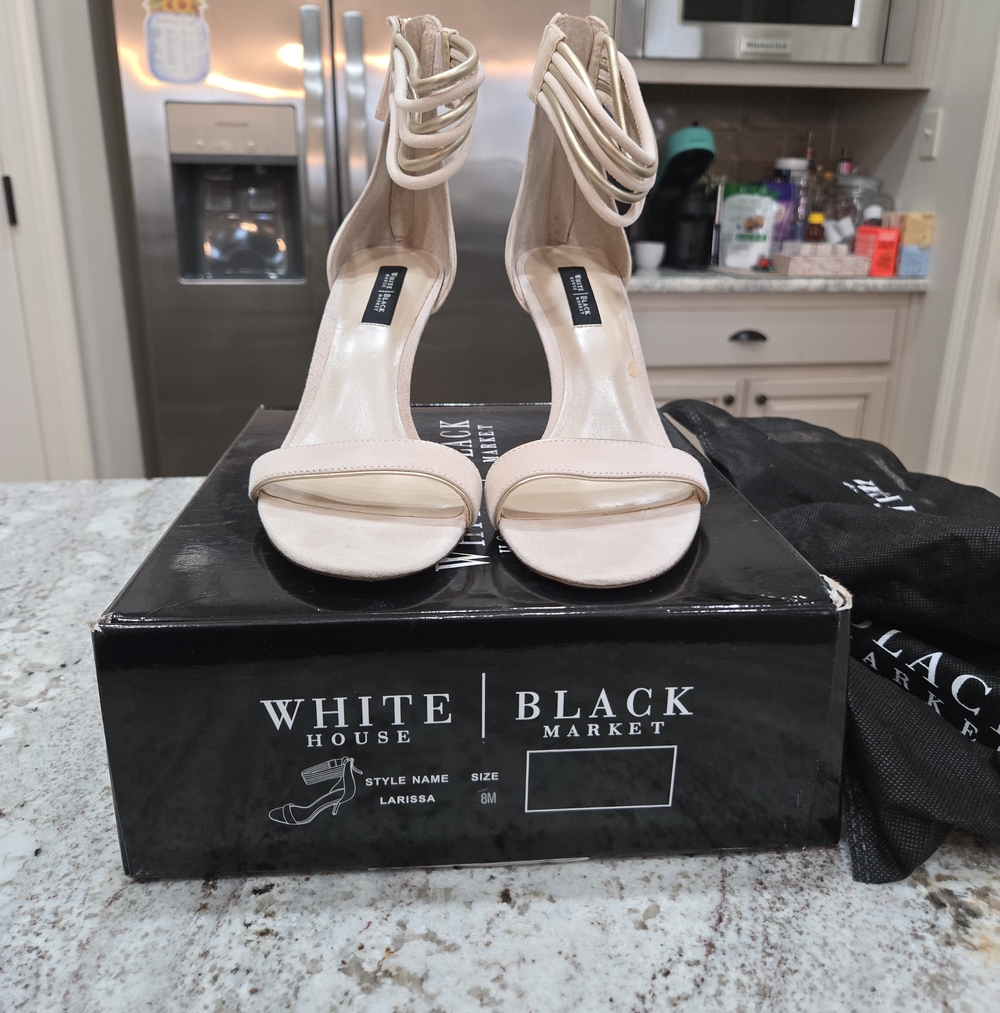 White House Black Market Larissa Ankle-Strap Heels in Light Beige